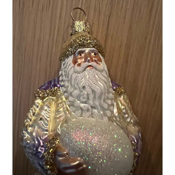 Patricia Breen Large Plumed Santa Claus Lavender Christmas Holiday Tree Ornament - Picture 3 of 10